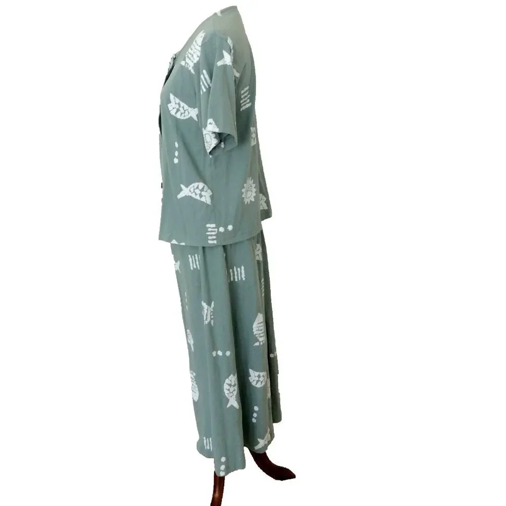 Easy Apparel Seafoam Green Medium Beachy Maxi Skirt & Jacket